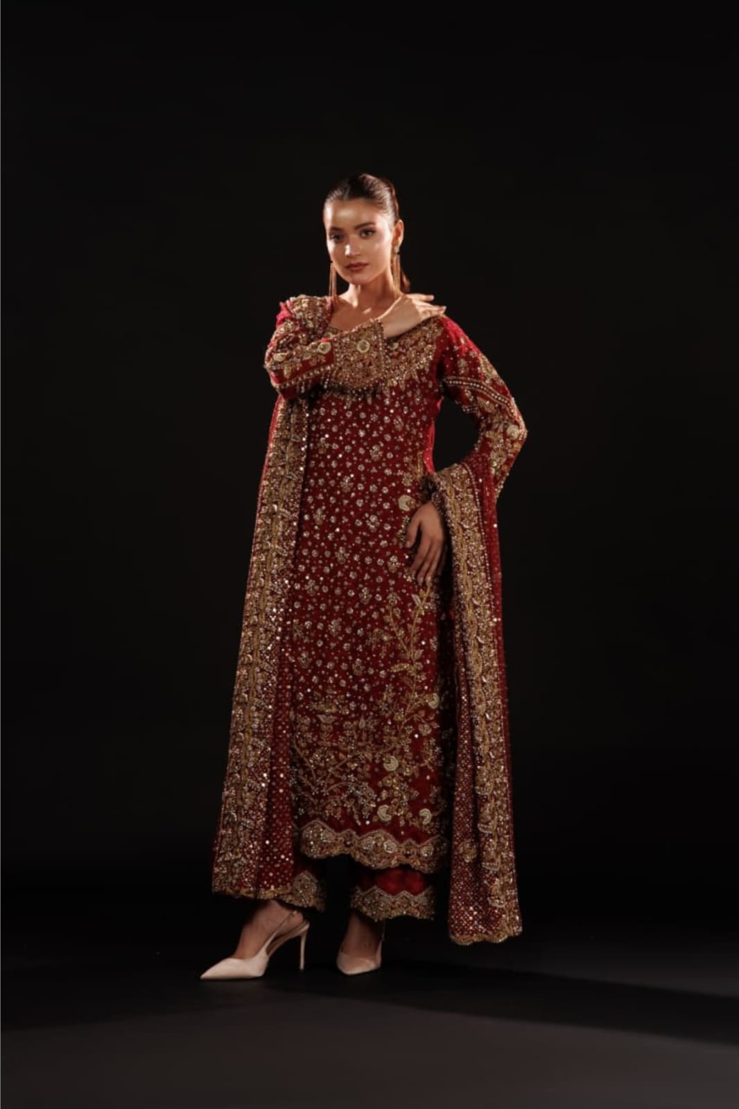 Crimson Jewelcourt By Usama Silk