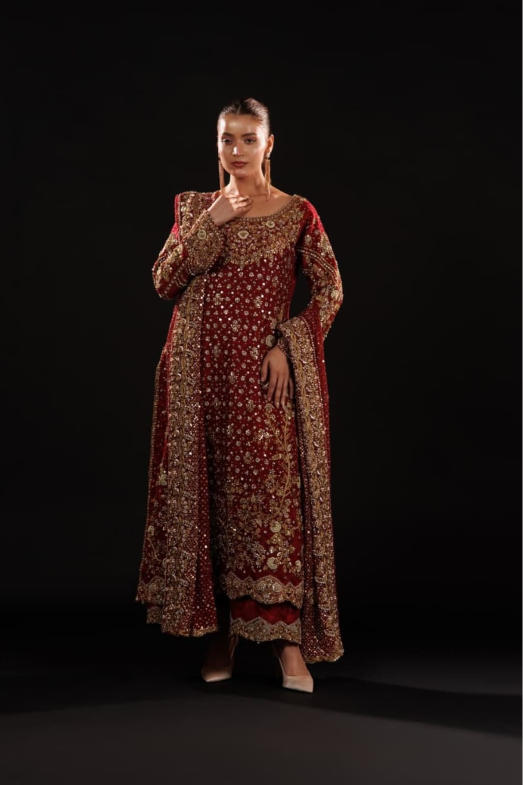 Crimson Jewelcourt By Usama Silk
