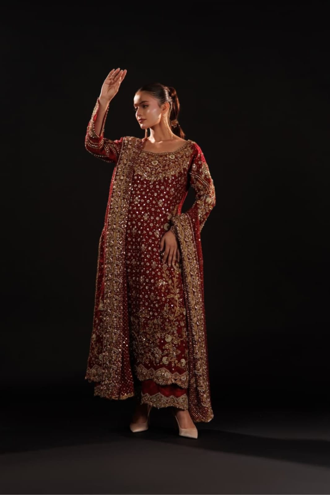 Crimson Jewelcourt By Usama Silk
