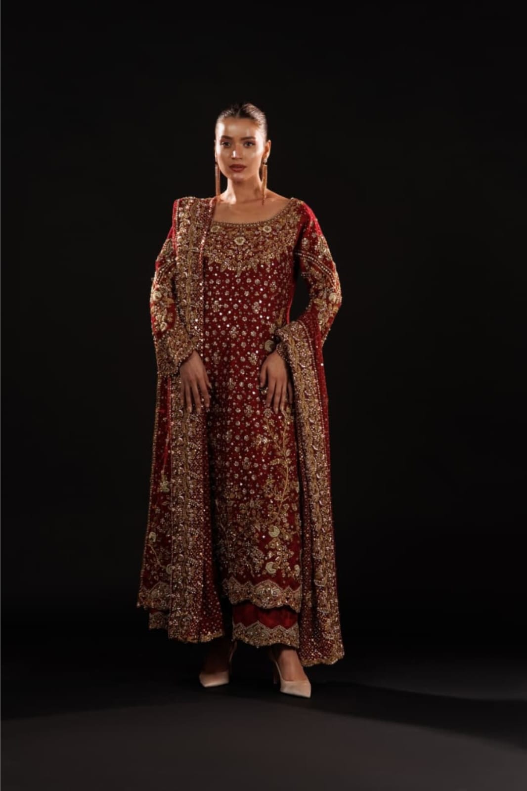 Crimson Jewelcourt By Usama Silk
