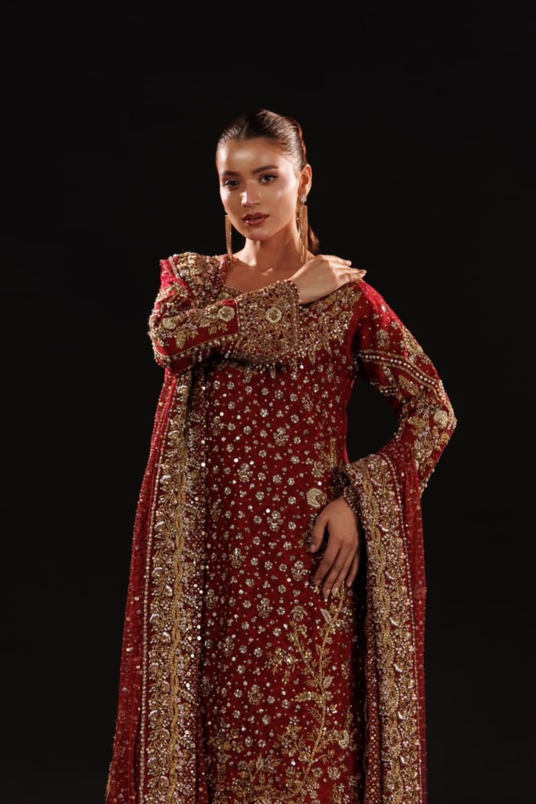 Crimson Jewelcourt By Usama Silk