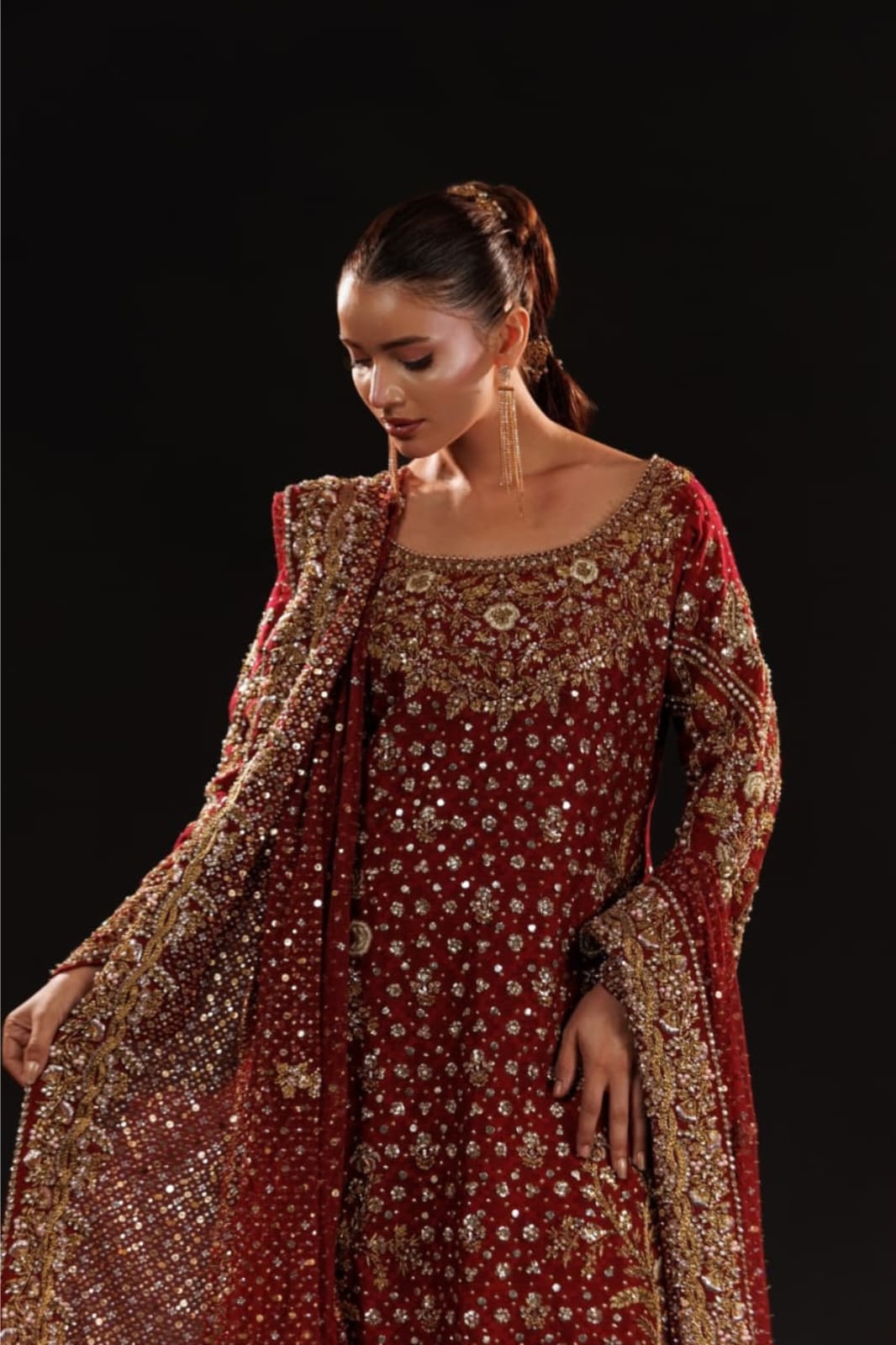 Crimson Jewelcourt By Usama Silk