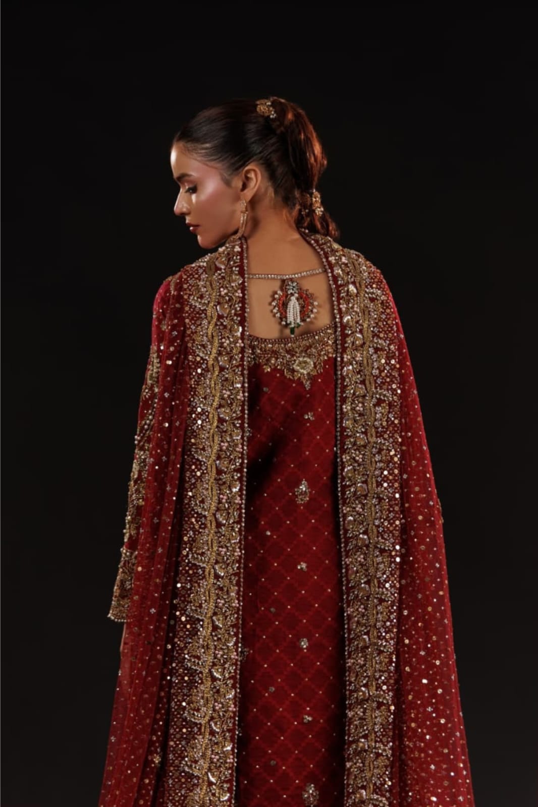 Crimson Jewelcourt By Usama Silk