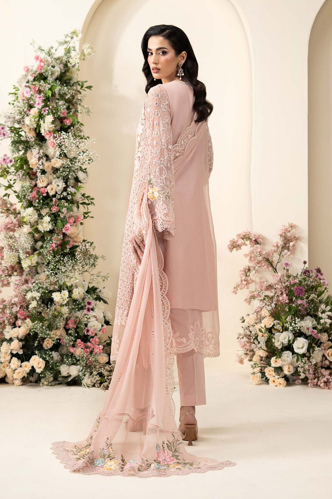 Peach Pink Chiffon Suit