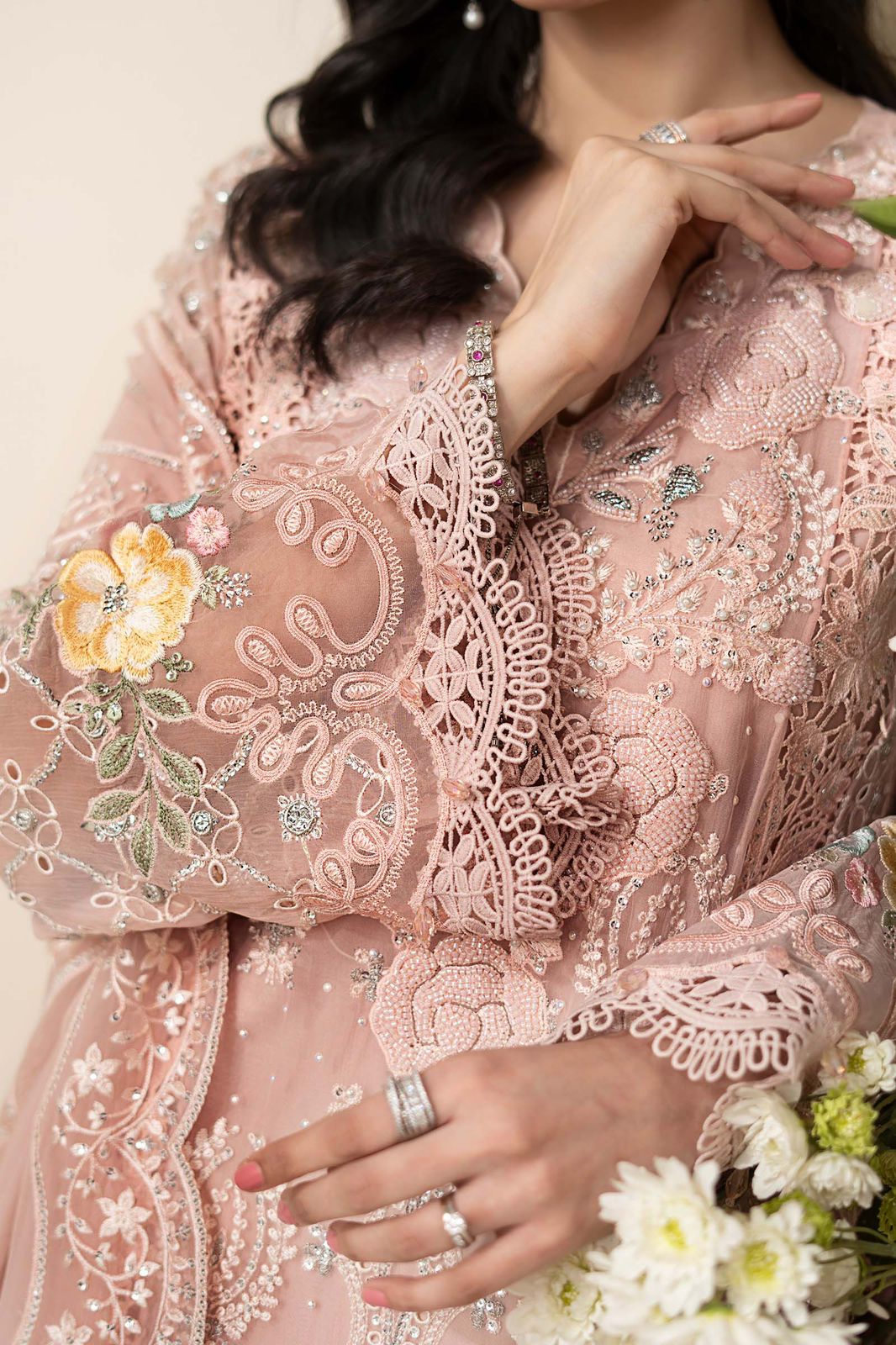 Peach Pink Chiffon Suit