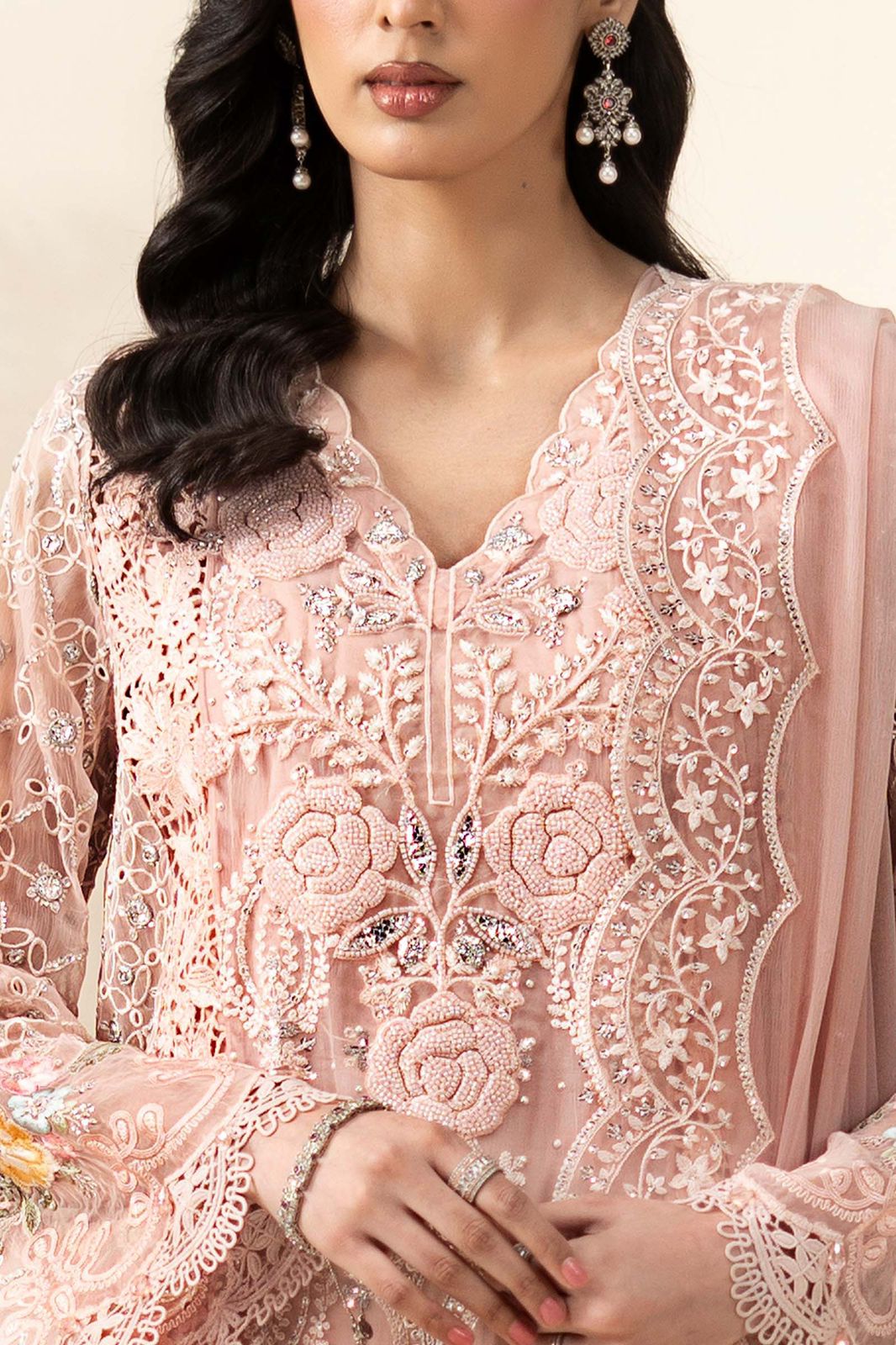 Peach Pink Chiffon Suit