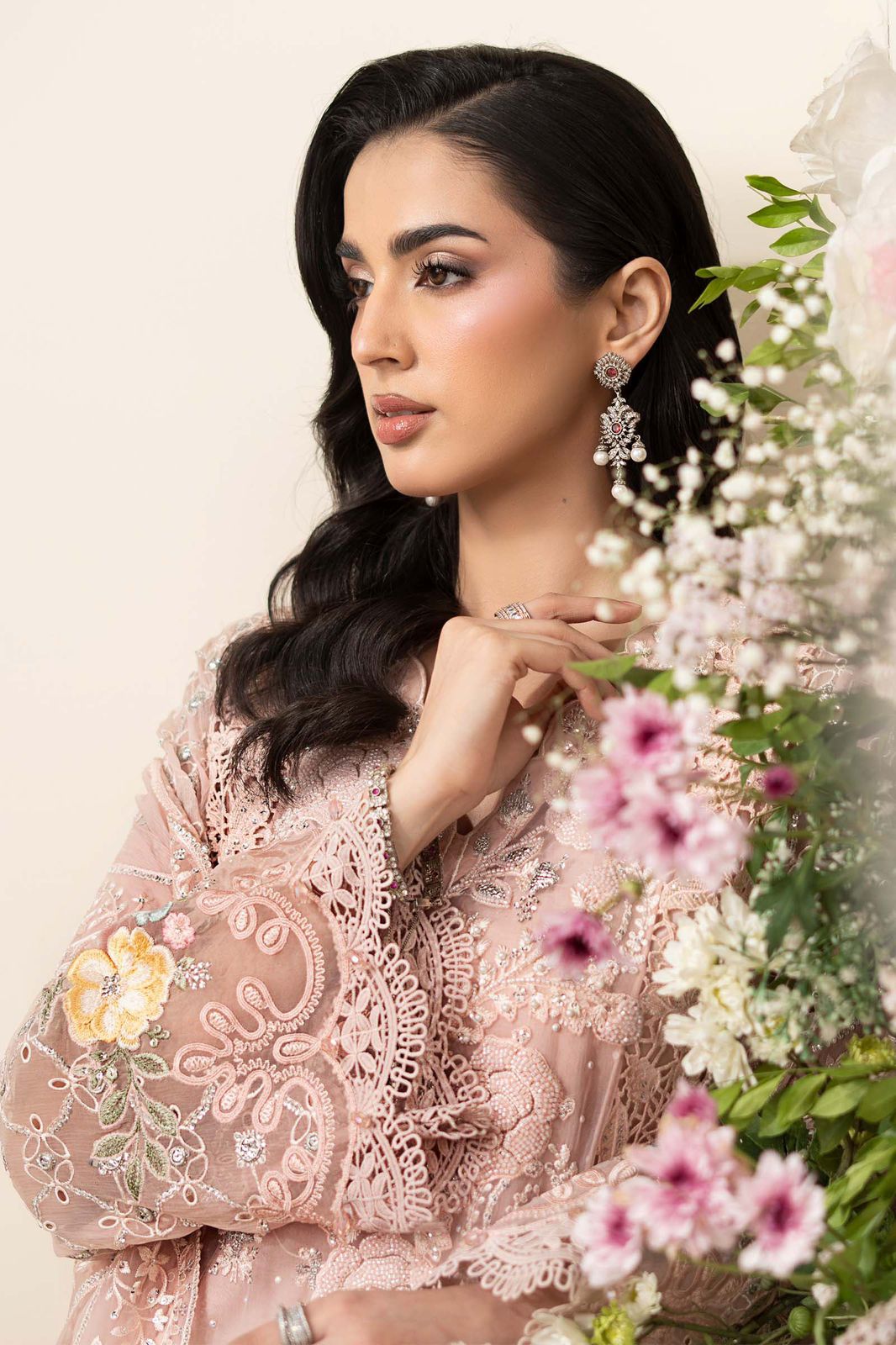 Peach Pink Chiffon Suit