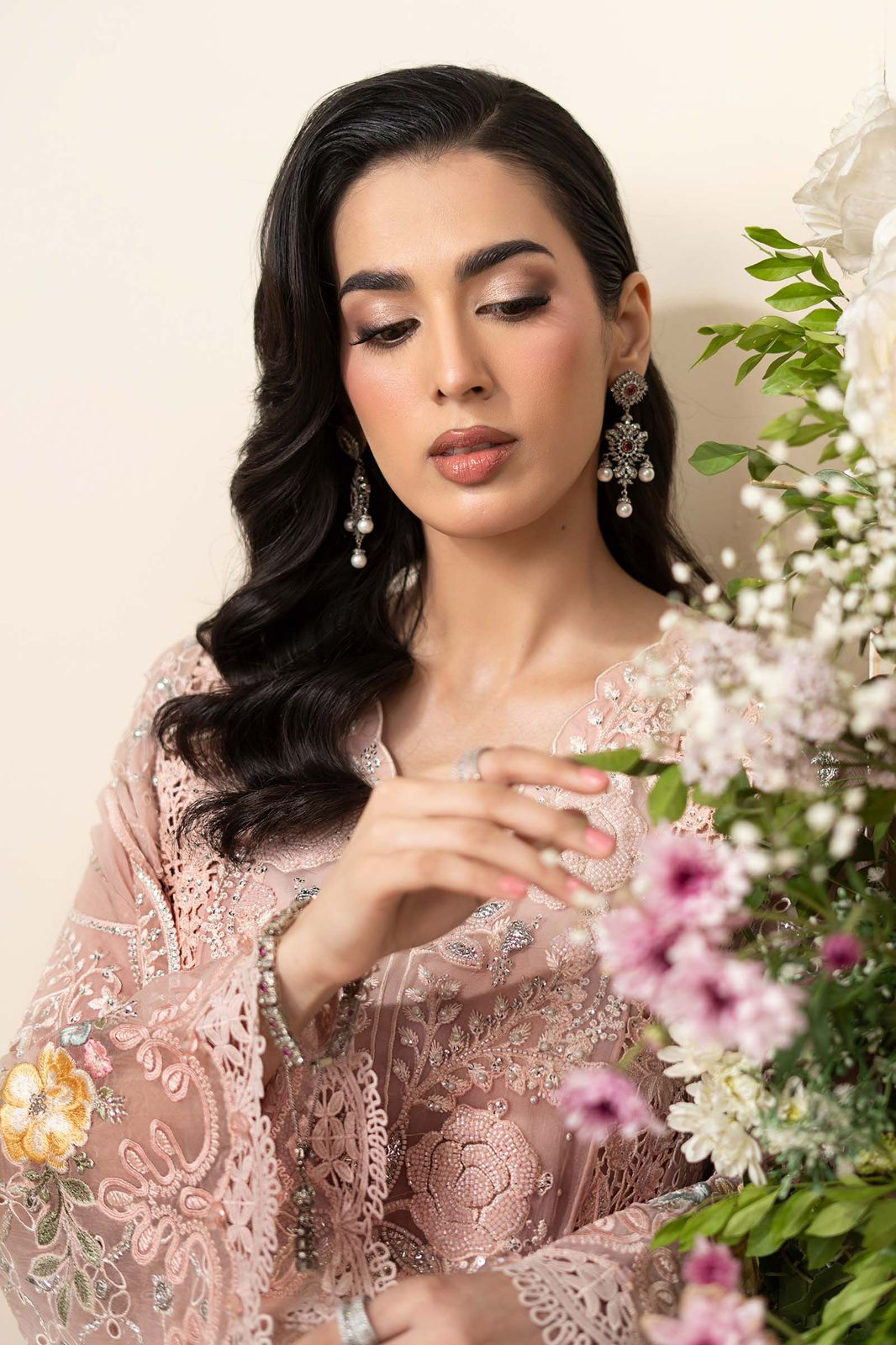 Peach Pink Chiffon Suit